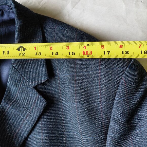 Profilo Studio Navy Grey  Paid Wool Blend Blazer , Size 44R - Picture 10 of 13